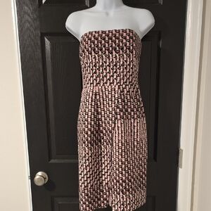 Banana Republic Strapless Pink and Black Geometric Dress